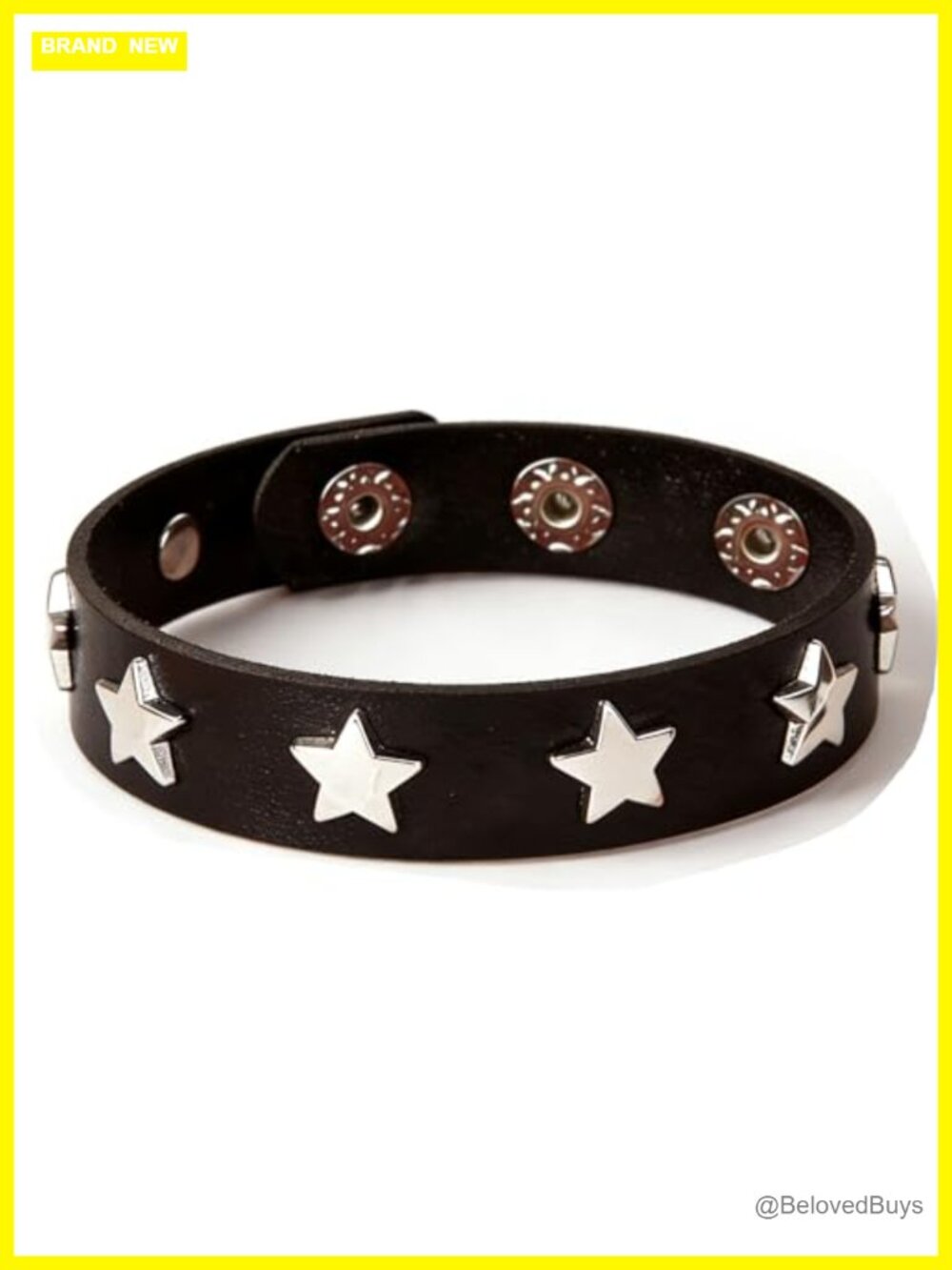 Faux Leather Studded Star Bracelet Adjustable Punk Gothic Wrap